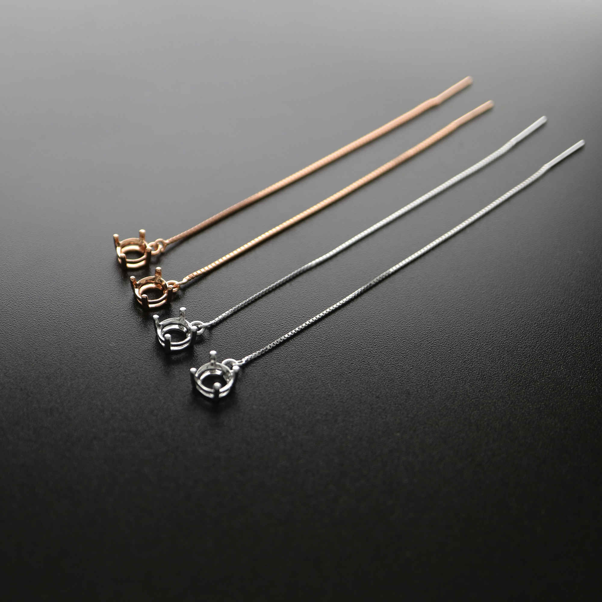 1Pair 5-8MM Round Bezel Solid 925 Sterling Silver Gemstone Prong Earrings Settings DIY Ear Wire Findings Rose Gold Plated 3'' 1706031 - Click Image to Close